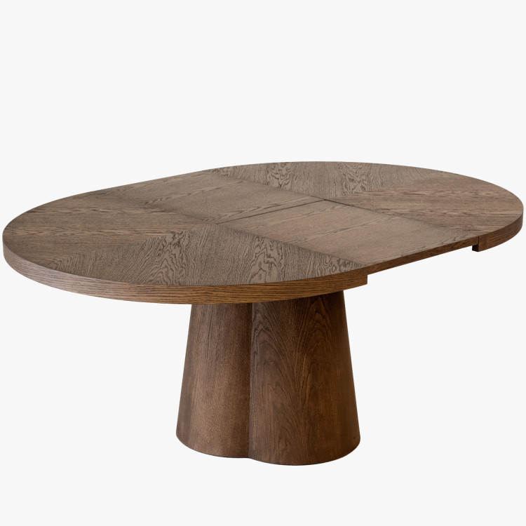 Designiger runder ausziehbarer Tisch 130 cm in Nussbaumfarbe