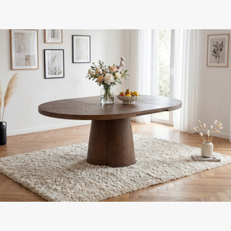 Designiger runder ausziehbarer Tisch 130 cm in Nussbaumfarbe