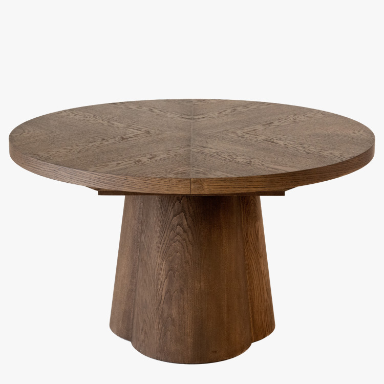 Designiger runder ausziehbarer Tisch 130 cm in Nussbaumfarbe