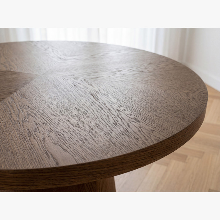 Designiger runder ausziehbarer Tisch 130 cm in Nussbaumfarbe