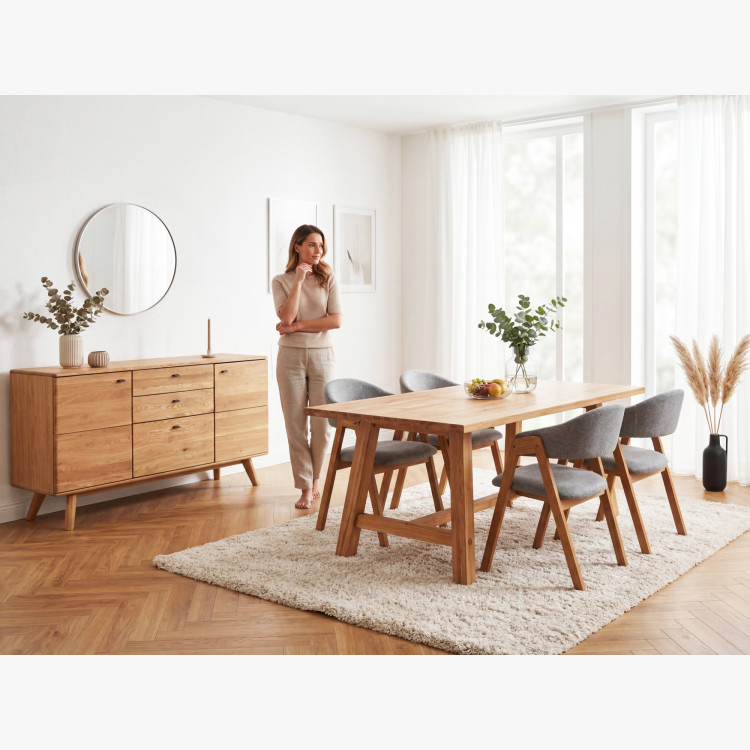 Jídelní stůl aus Eichenholz 220 x 100 cm rechteckig