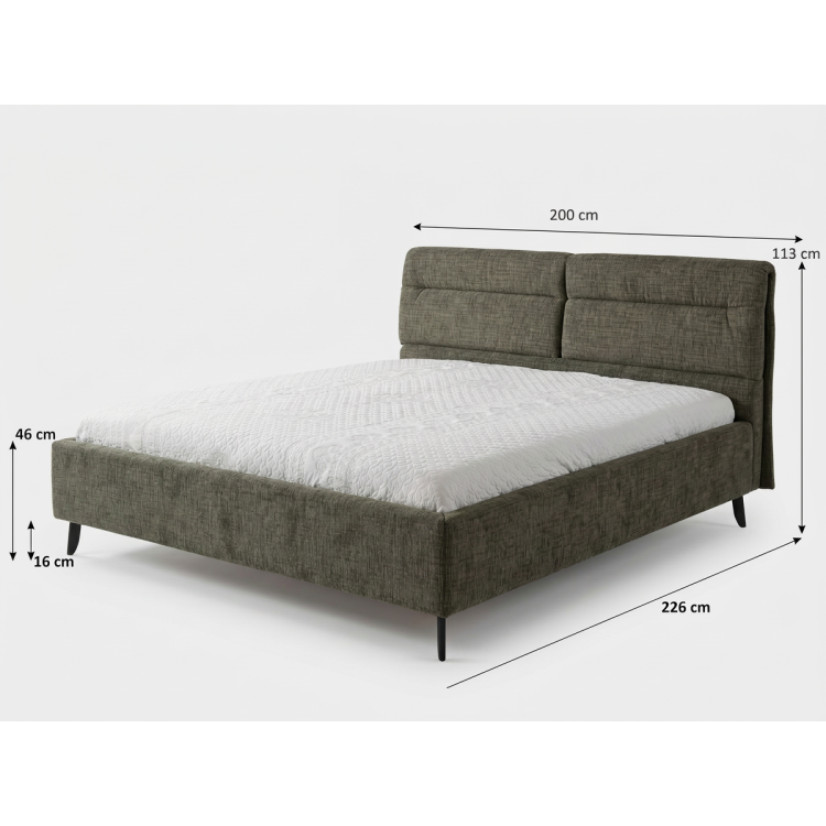 Čalouněná postel s úložným prostorem tmavě zelená, 180 x 200 cm