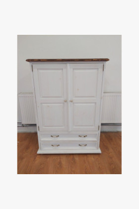 Kommode Provence Stil Weiß Patina Holzplatte Vintage