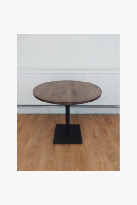 Runder Esstisch Nussbaum Furnier Schwarz Metallfuß 80 cm