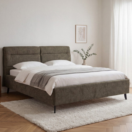 Gepolstertes Bett mit Stauraum dunkelgrün, 160 x 200 cm