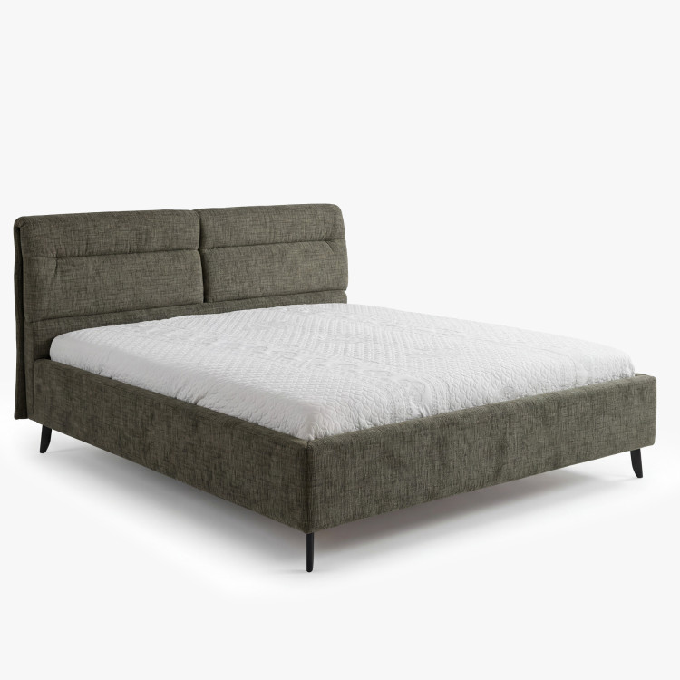 Gepolstertes Bett mit Stauraum dunkelgrün, 160 x 200 cm