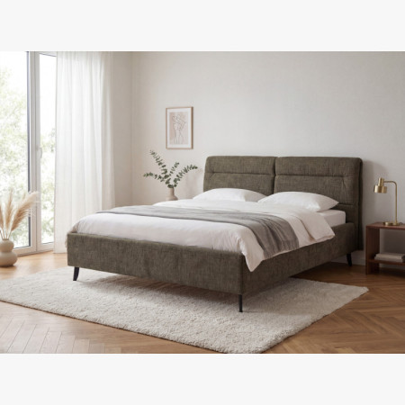Gepolstertes Bett mit Stauraum dunkelgrün, 160 x 200 cm