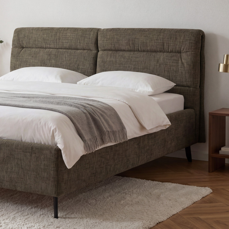 Gepolstertes Bett mit Stauraum dunkelgrün, 160 x 200 cm