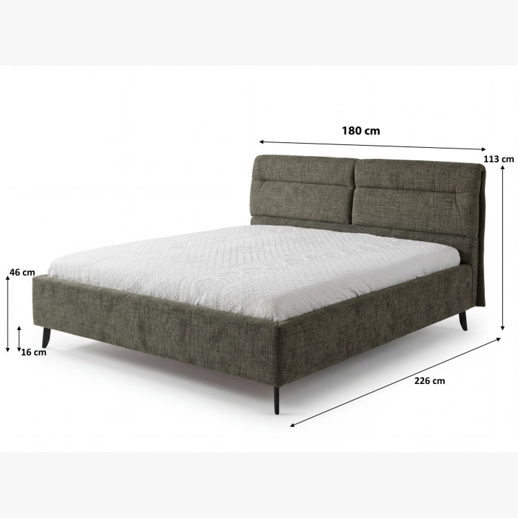 Gepolstertes Bett mit Stauraum dunkelgrün, 160 x 200 cm