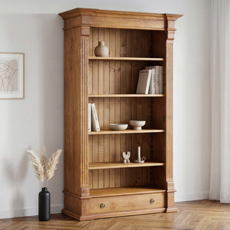 KNIENREGAL AUS HOLZ PRESTIGE (REG-61)  BRAUNER LACK