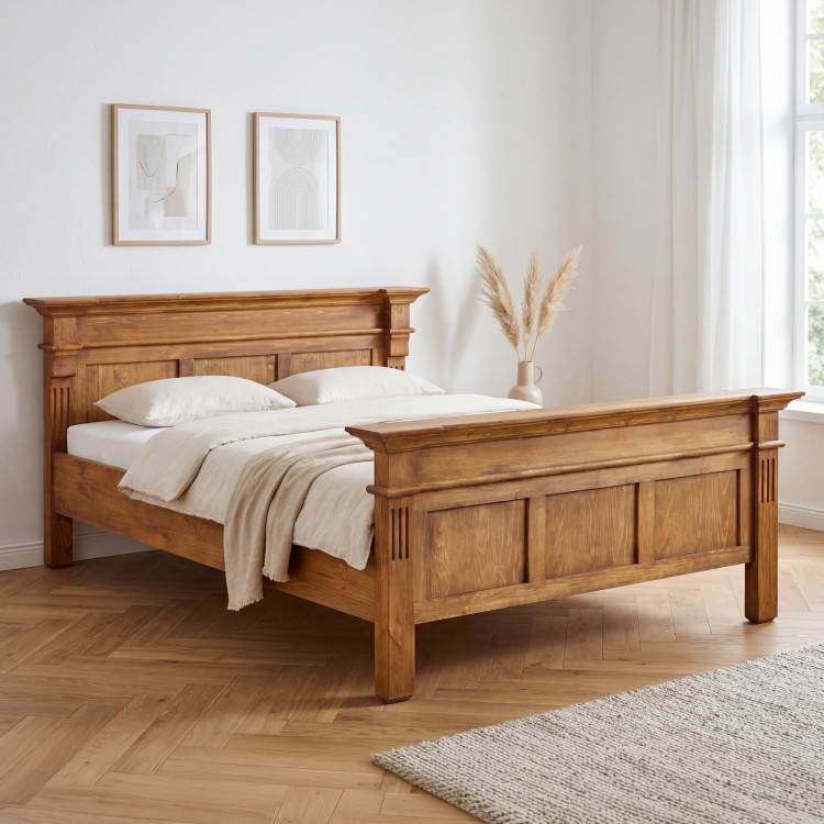 POSTEL AUS MASSIVHOLZ PRESTIGE (160 X 200) BRAUN LACKIERT