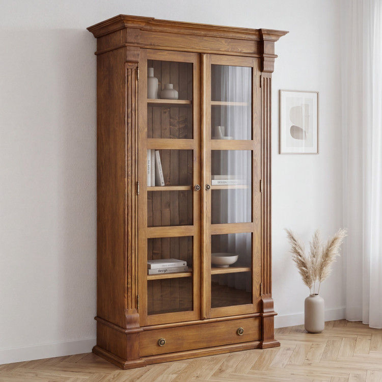 KNIENREGAL MIT TÜREN PRESTIGE, BRAUNER LACK