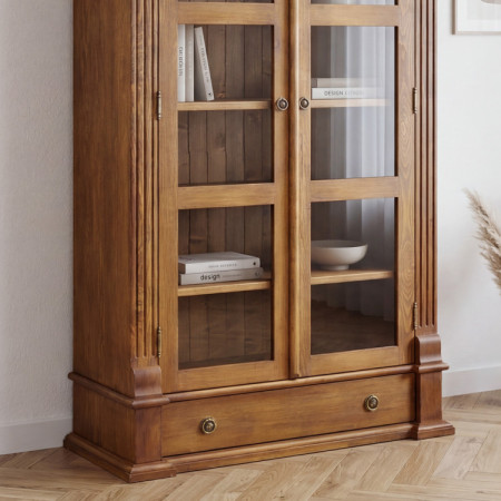 KNIENREGAL MIT TÜREN PRESTIGE, BRAUNER LACK