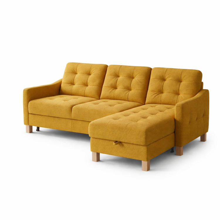 Moderne Eckcouch Malmo mit Schlaffunktion und Stauraum