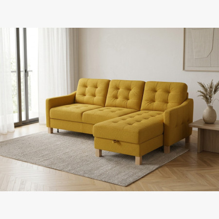 Moderne Eckcouch Malmo mit Schlaffunktion und Stauraum