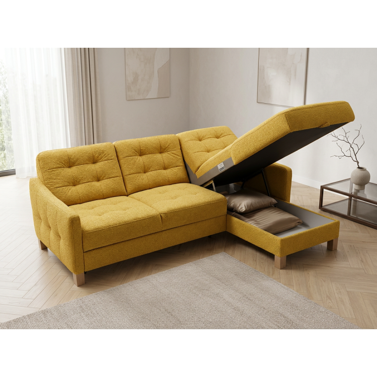 Moderne Eckcouch Malmo mit Schlaffunktion und Stauraum