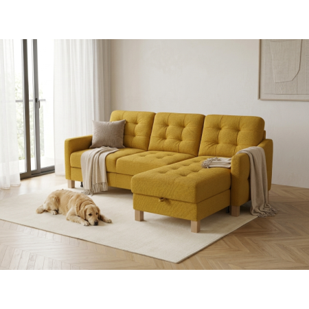 Moderne Eckcouch Malmo mit Schlaffunktion und Stauraum