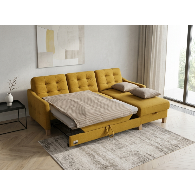 Moderne Eckcouch Malmo mit Schlaffunktion und Stauraum