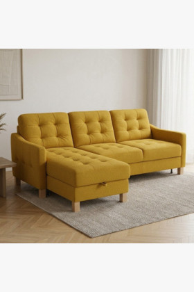 Moderne Eckcouch Malmo mit Schlaffunktion und Stauraum
