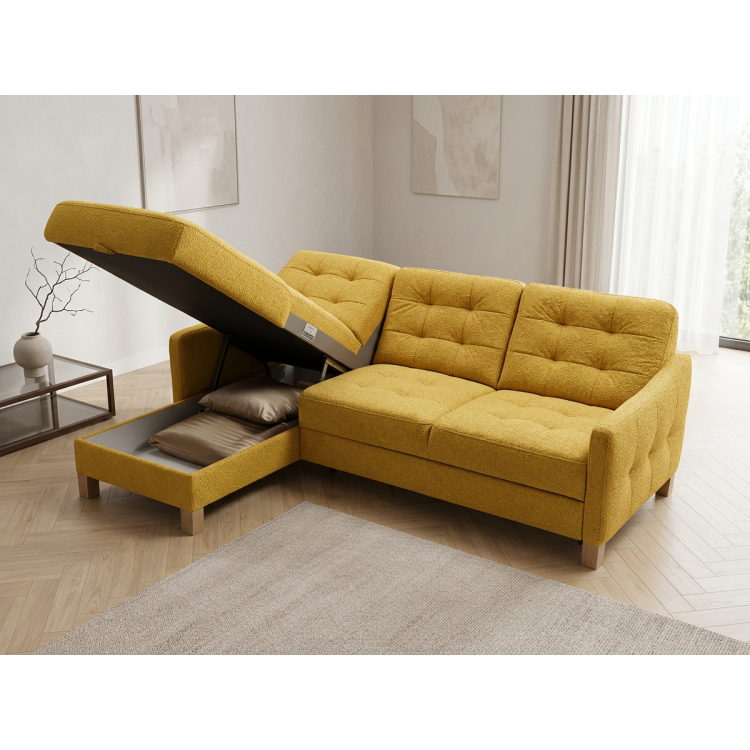 Moderne Eckcouch Malmo mit Schlaffunktion und Stauraum