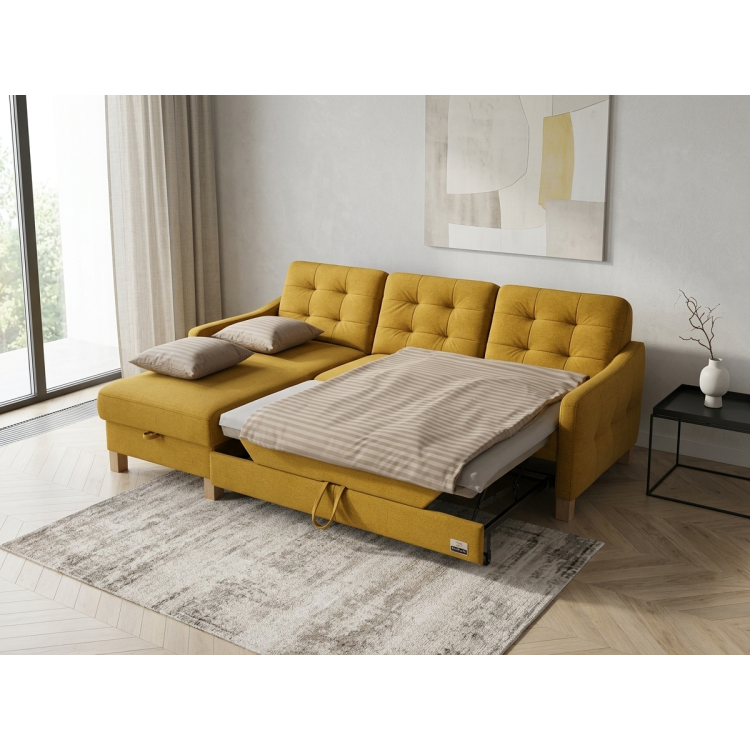 Moderne Eckcouch Malmo mit Schlaffunktion und Stauraum