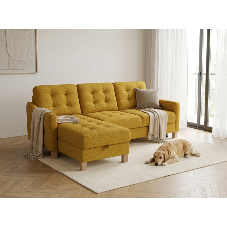 Moderne Eckcouch Malmo mit Schlaffunktion und Stauraum