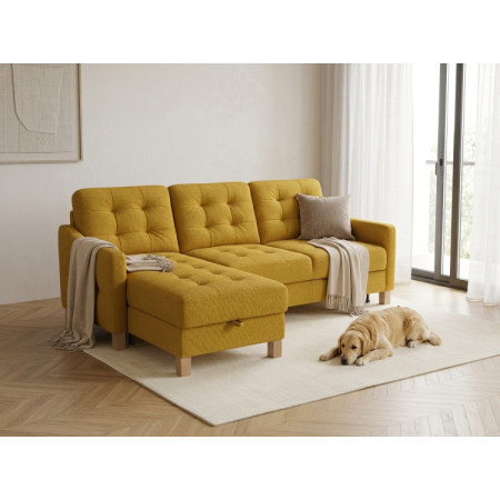 Moderne Eckcouch Malmo mit Schlaffunktion und Stauraum