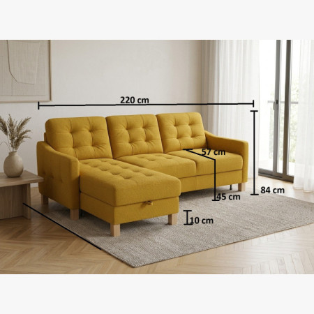 Moderne Eckcouch Malmo mit Schlaffunktion und Stauraum