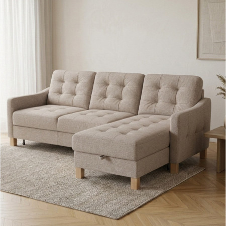 Moderne Eckcouch Malmo mit Schlaffunktion und Stauraum - rechte Ecke