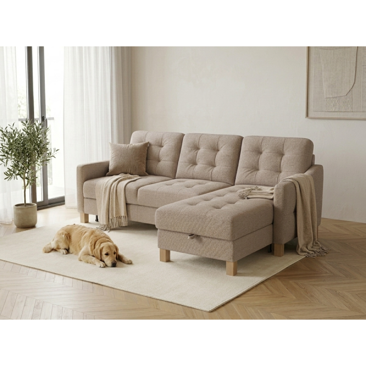 Moderne Eckcouch Malmo mit Schlaffunktion und Stauraum - rechte Ecke