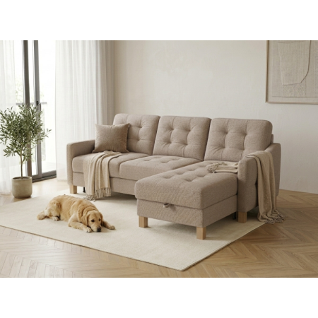 Moderne Eckcouch Malmo mit Schlaffunktion und Stauraum - rechte Ecke