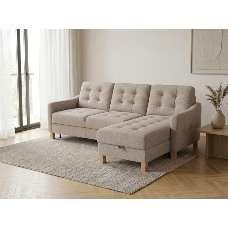 Moderne Eckcouch Malmo mit Schlaffunktion und Stauraum - rechte Ecke