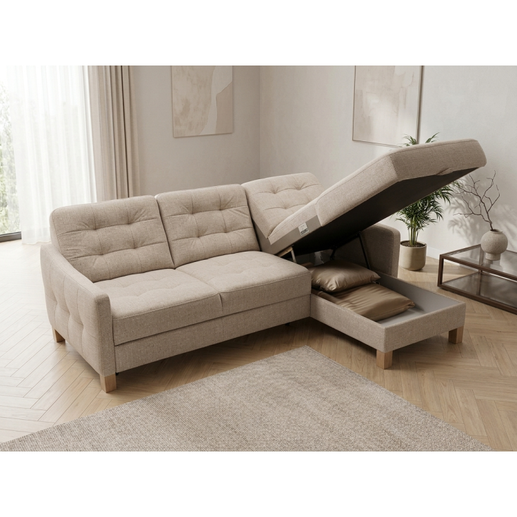 Moderne Eckcouch Malmo mit Schlaffunktion und Stauraum - rechte Ecke