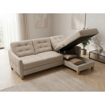 Moderne Eckcouch Malmo mit Schlaffunktion und Stauraum - rechte Ecke