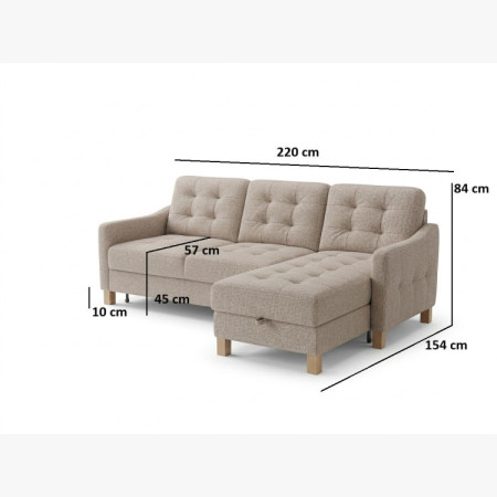 Moderne Eckcouch Malmo mit Schlaffunktion und Stauraum - rechte Ecke