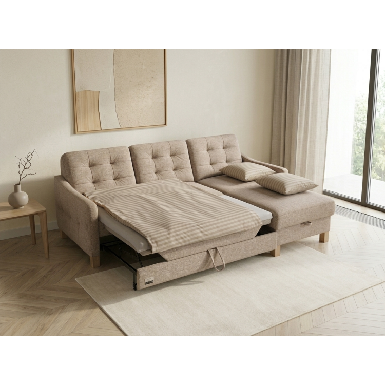 Moderne Eckcouch Malmo mit Schlaffunktion und Stauraum - rechte Ecke