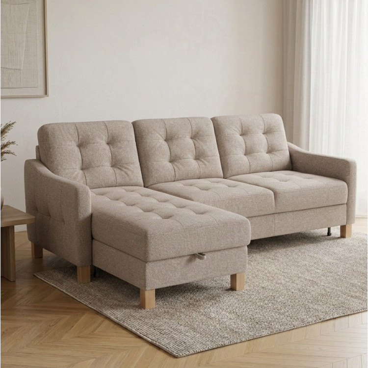 Moderne Eckcouch Malmo mit Schlaf- und Stauraumfunktion - linke Ecke