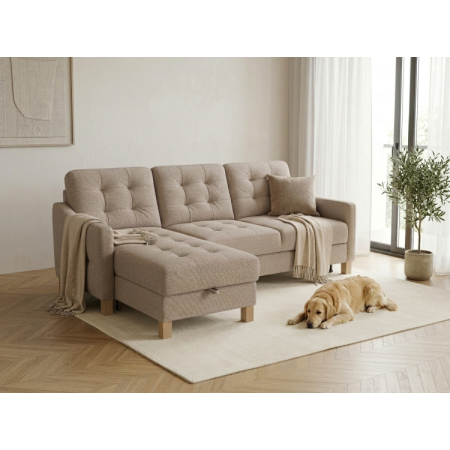 Moderne Eckcouch Malmo mit Schlaf- und Stauraumfunktion - linke Ecke