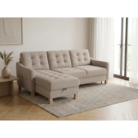 Moderne Eckcouch Malmo mit Schlaf- und Stauraumfunktion - linke Ecke