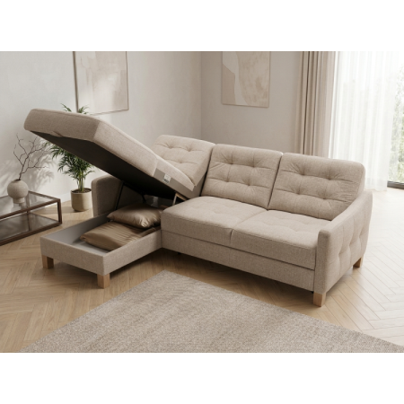 Moderne Eckcouch Malmo mit Schlaf- und Stauraumfunktion - linke Ecke