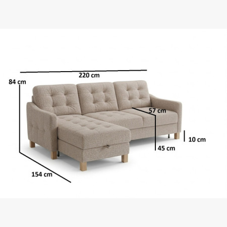 Moderne Eckcouch Malmo mit Schlaf- und Stauraumfunktion - linke Ecke
