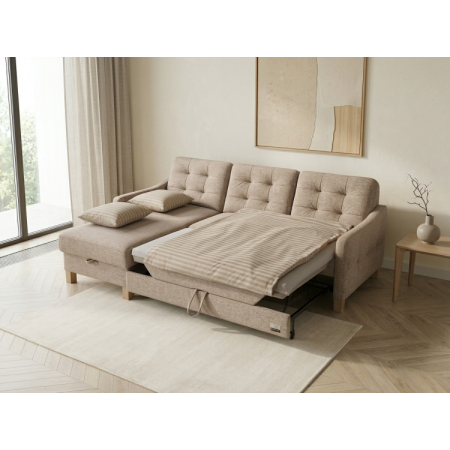 Moderne Eckcouch Malmo mit Schlaf- und Stauraumfunktion - linke Ecke