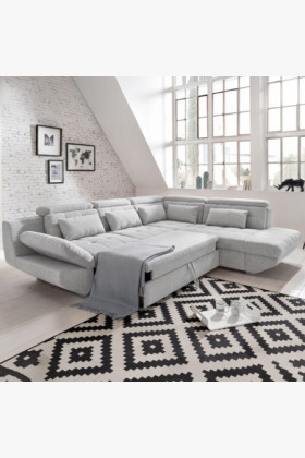 Rundecke Polsterecke grau – rechte Ecke mit Schlaf- und Stauraumfunktion 2