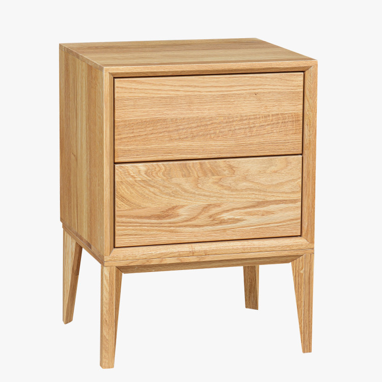 Eichennachttisch Oslo mit 2 Schubladen – massive Eiche
