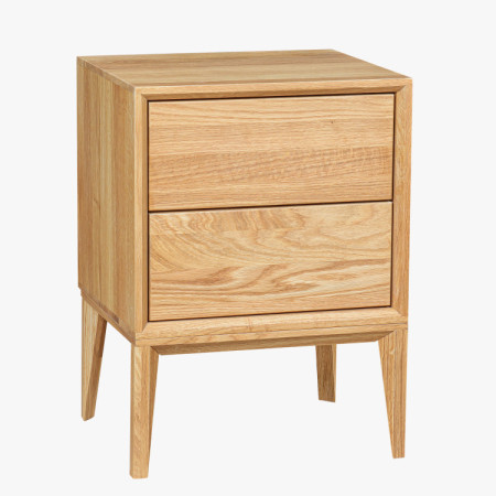 Eichennachttisch Oslo mit 2 Schubladen – massive Eiche