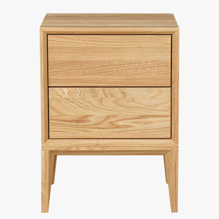 Eichennachttisch Oslo mit 2 Schubladen – massive Eiche