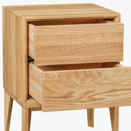 Eichennachttisch Oslo mit 2 Schubladen – massive Eiche