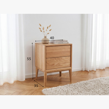 Eichennachttisch Oslo mit 2 Schubladen – massive Eiche