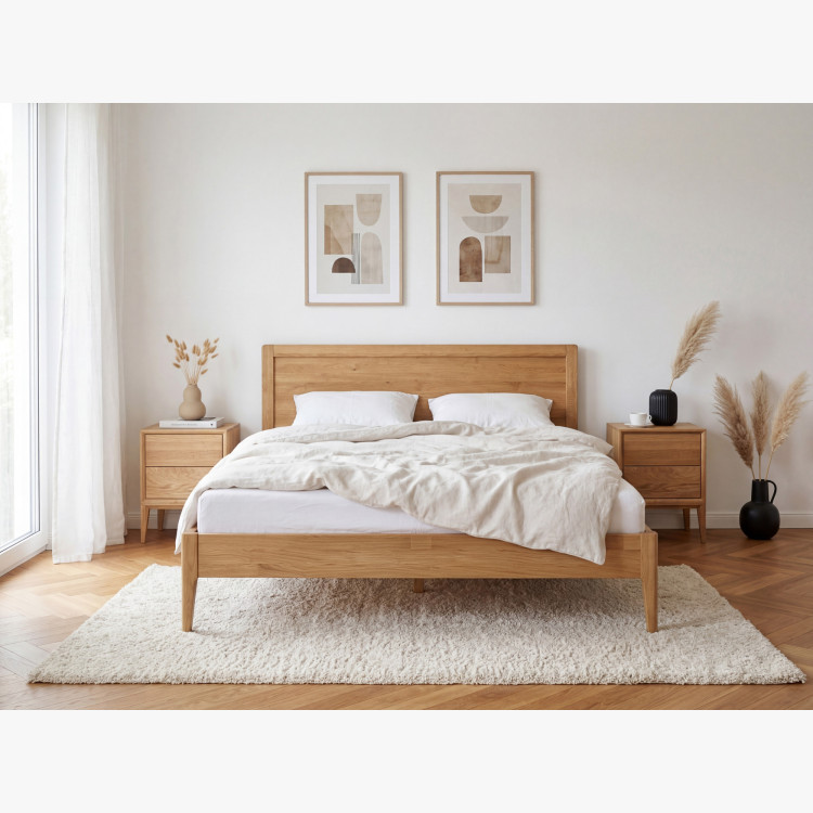 Eichennachttisch Oslo mit 2 Schubladen – massive Eiche