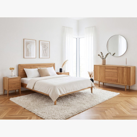 Eichennachttisch Oslo mit 2 Schubladen – massive Eiche